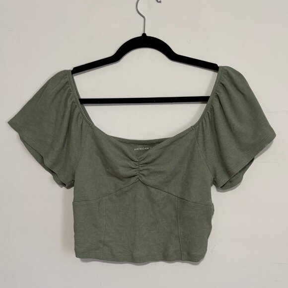 American Eagle Green Short Sleeve Off The Shoulder Top Blouse - Size Medium - Picture 1 of 9